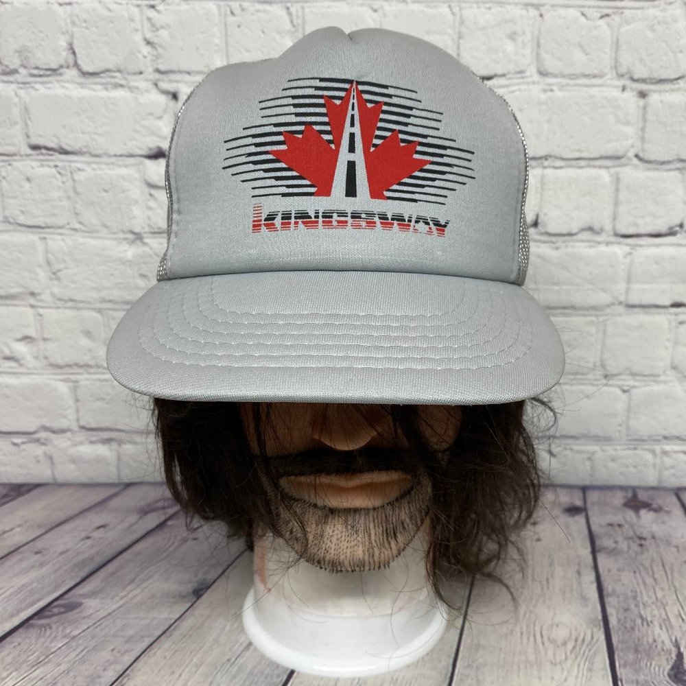 Vintage Trucker Hat Mesh 80s Snapback Gray Kingsway Canada Athletic Headwear